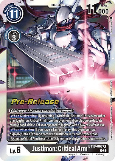 Justimon: Critical Arm [BT10-067] [Xros Encounter Pre-Release Cards]