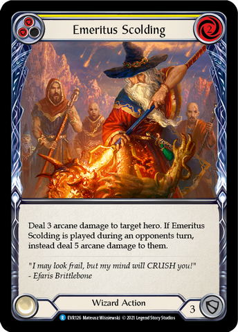 Emeritus Scolding (Yellow) [EVR126] (Everfest)  1st Edition Rainbow Foil